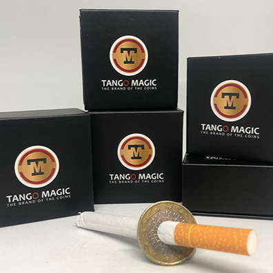 Cigarette Thru Coin Two Sides 1 Euro by Tango - Trick (E0063)
